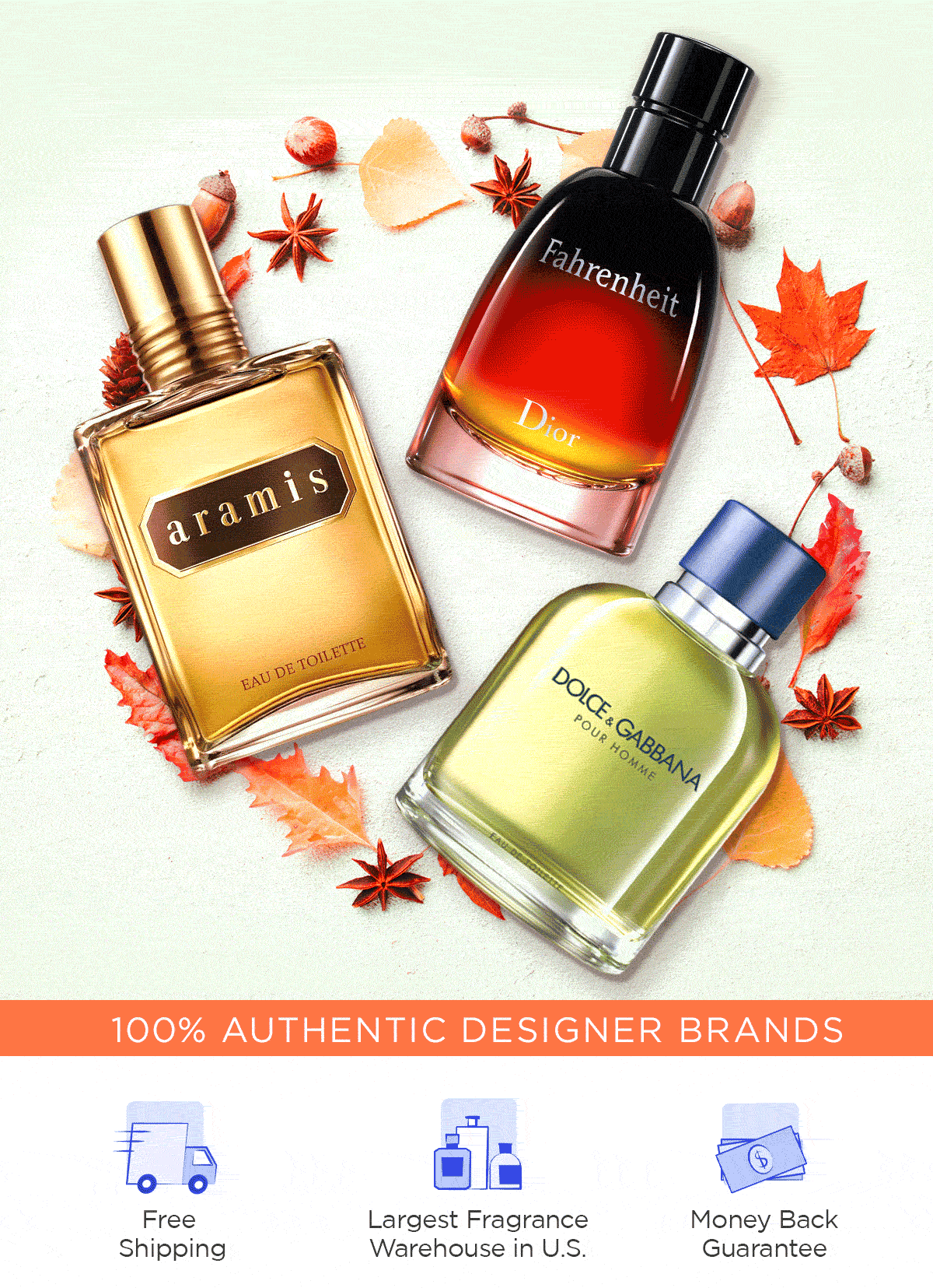 Leaves fall over fragrances to advertise fall savings