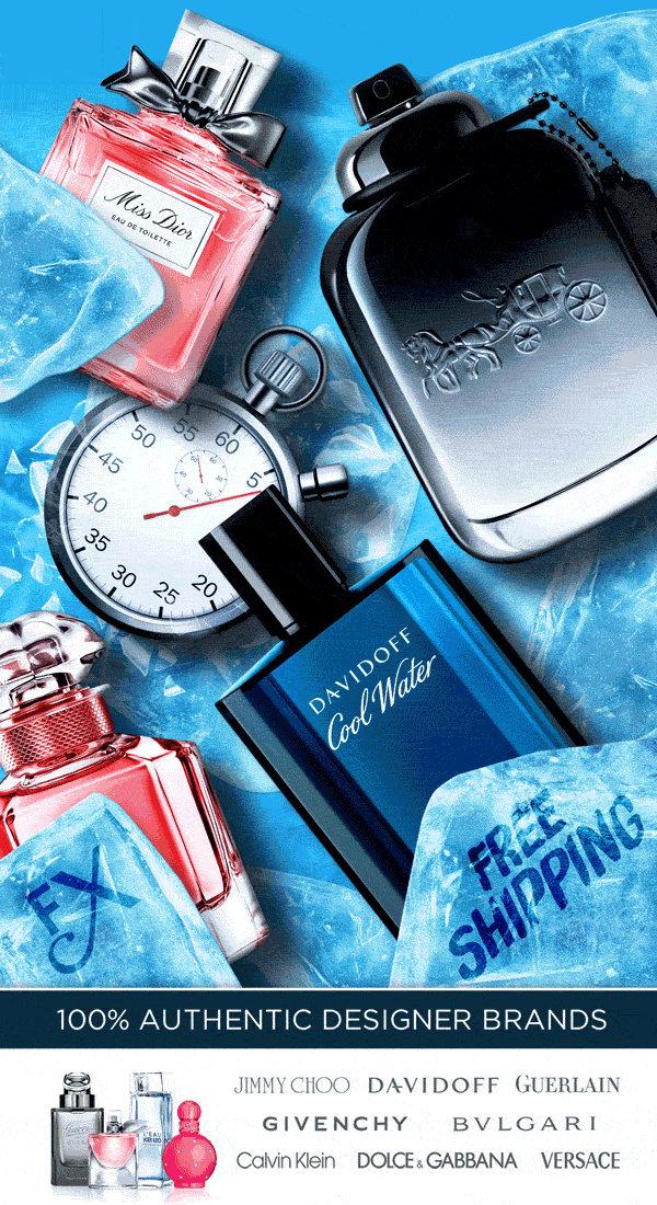 Ice overcomes popular perfume and cologne bottles during winter savings event