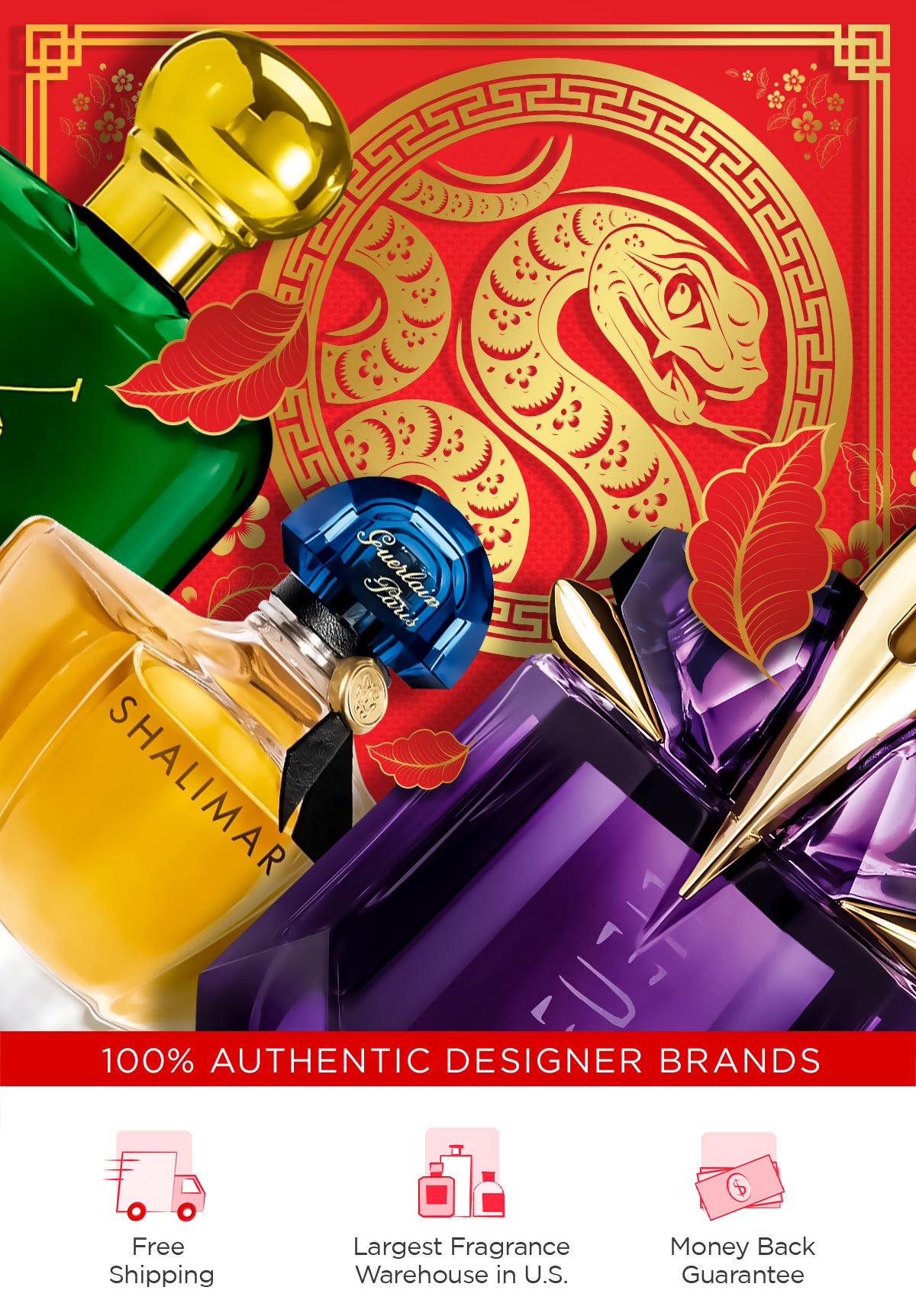 Popular scents sit on a golden snake during Lunar New Year savings