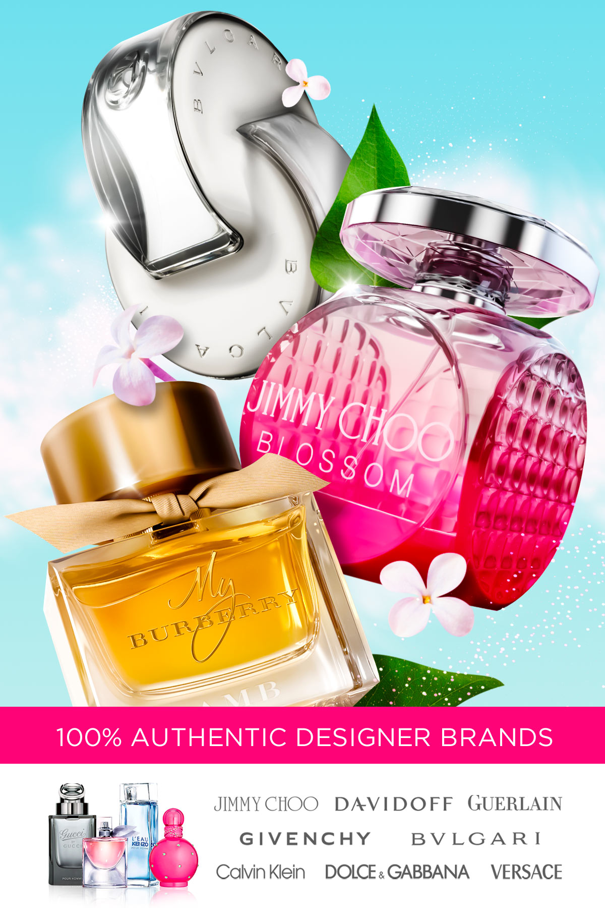 Popular fragrances float through a bright spring sky during seasonal savings