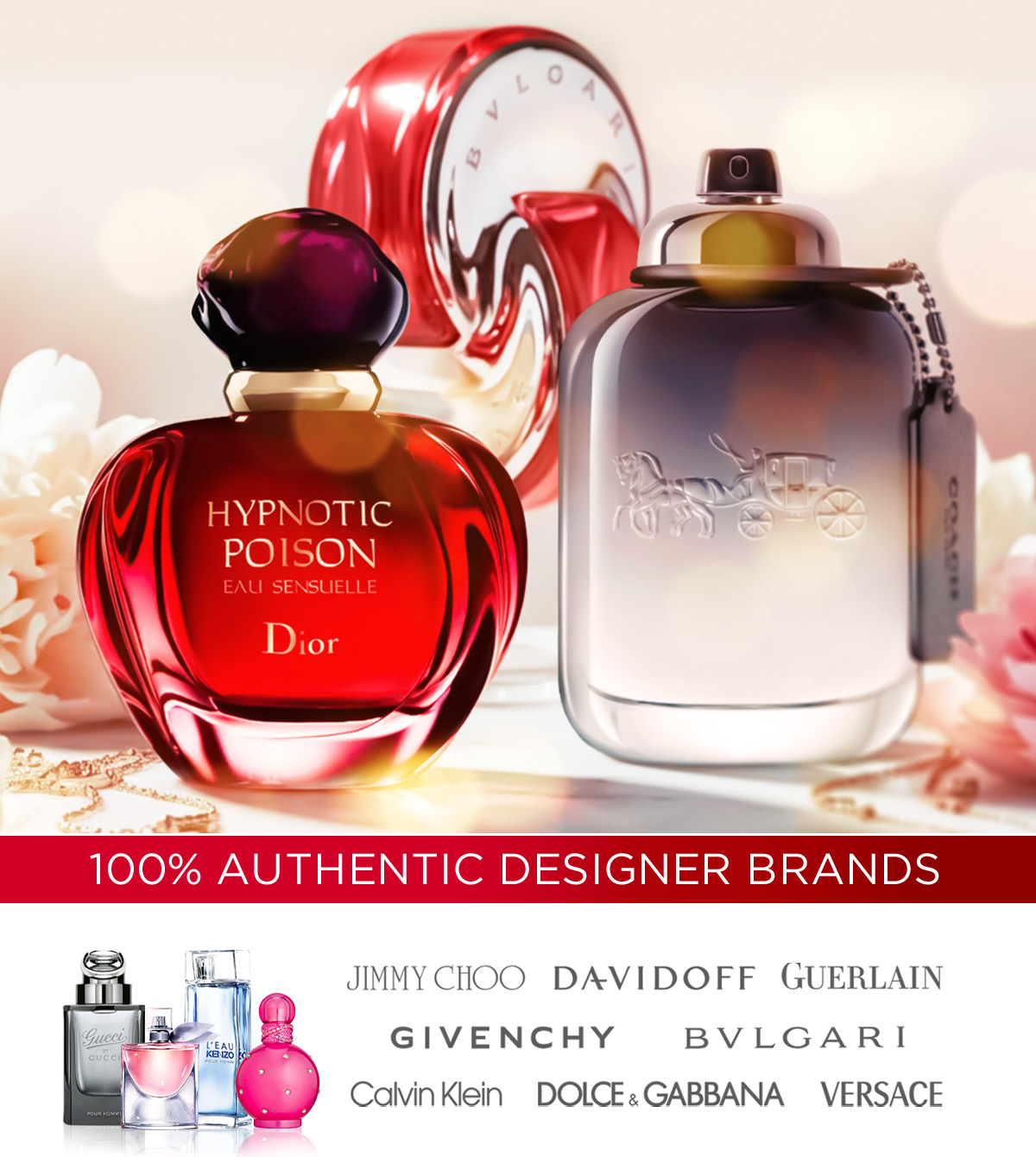Luxurious fragrances sit on a modern display during Mother's Day savings