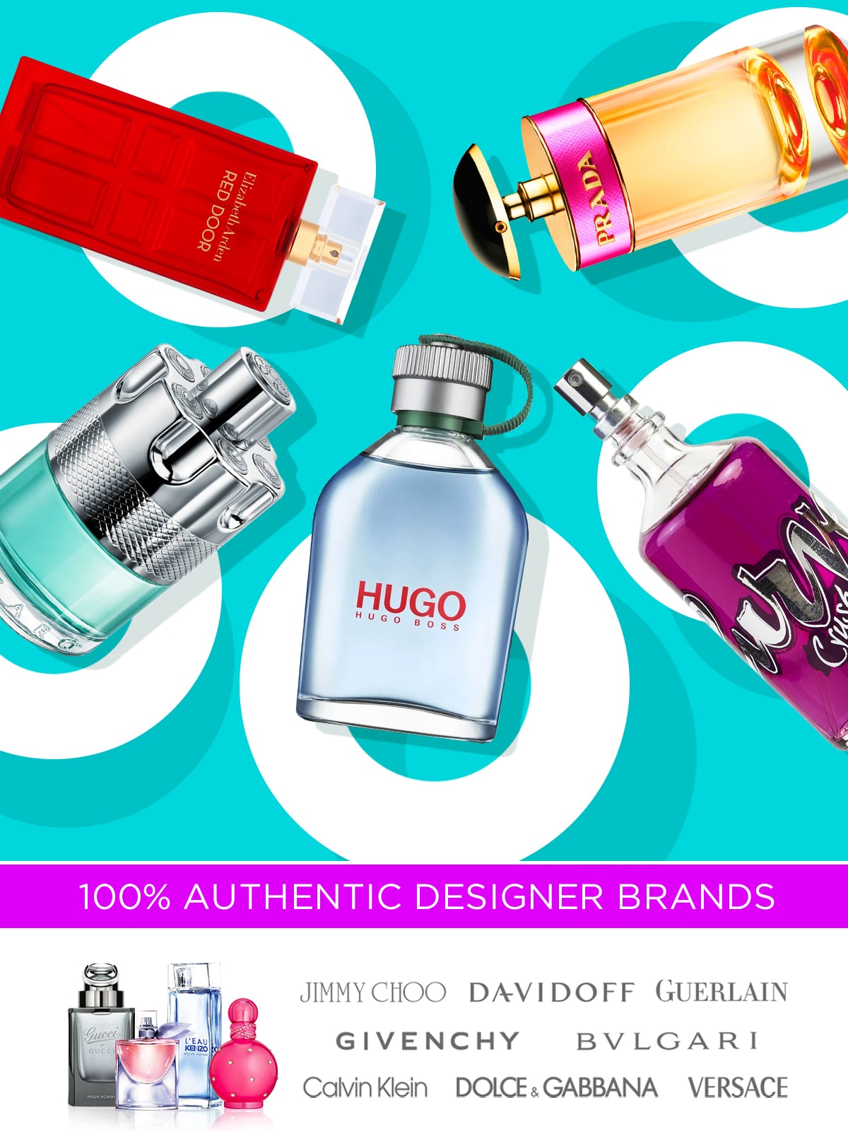 Popular perfume and cologne bottles float around summer savings