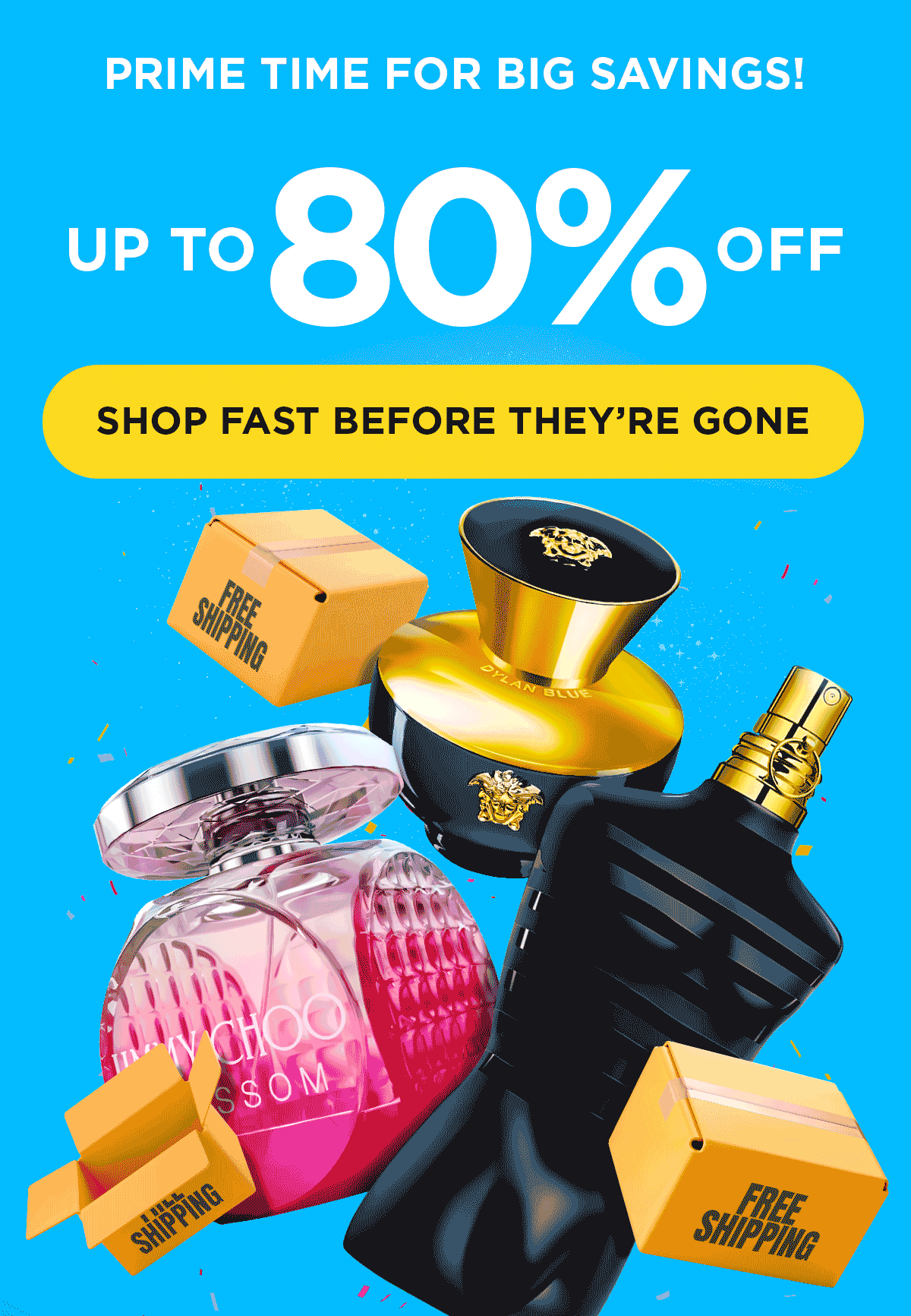 Confetti explodes behind popular fragrances on sale for Prime Day
