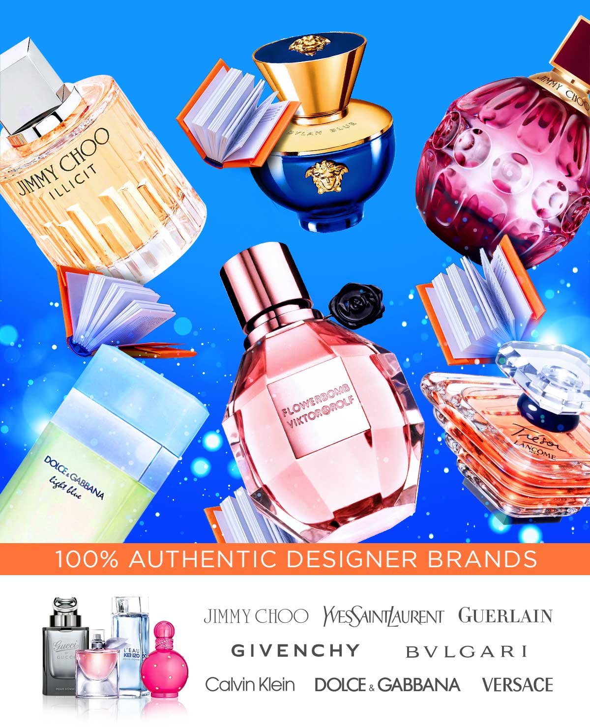 Perfume and cologne bottles with books on sale for Back to School