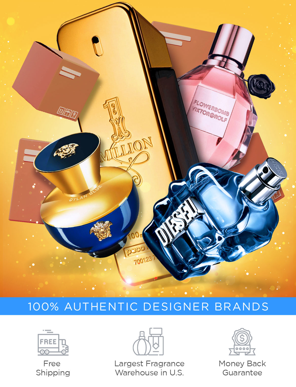 Boxes surround popular fragrances on sale during Prime Big Deal Days