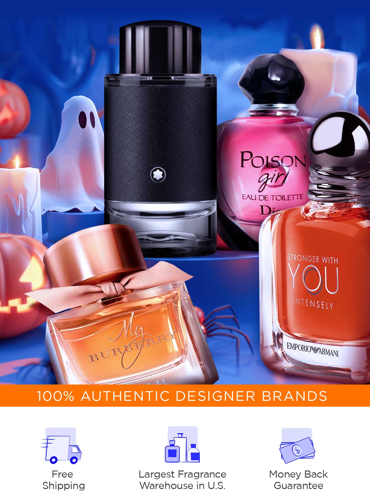 A variety of top selling scents sit on a table filled with Halloween decor during spooky savings