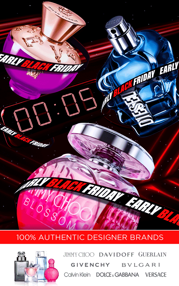 A timer counts down to Early Black Friday savings on best selling scents