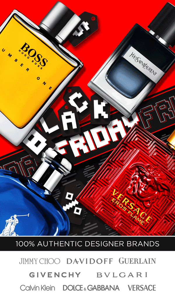 Black Friday letters flash around best selling scents during limited holiday savings