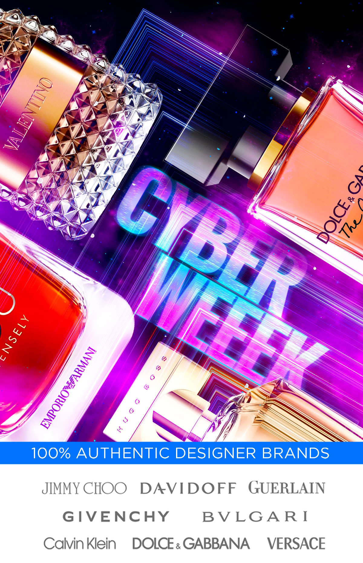 Digital elements weave through best-selling perfume and cologne for Cyber Week savings