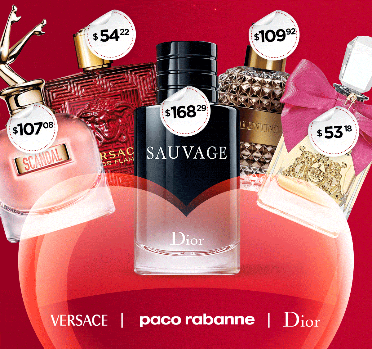 Heart Animation Shows Fragrances with Sale Pricing for Valentine's Day Deals