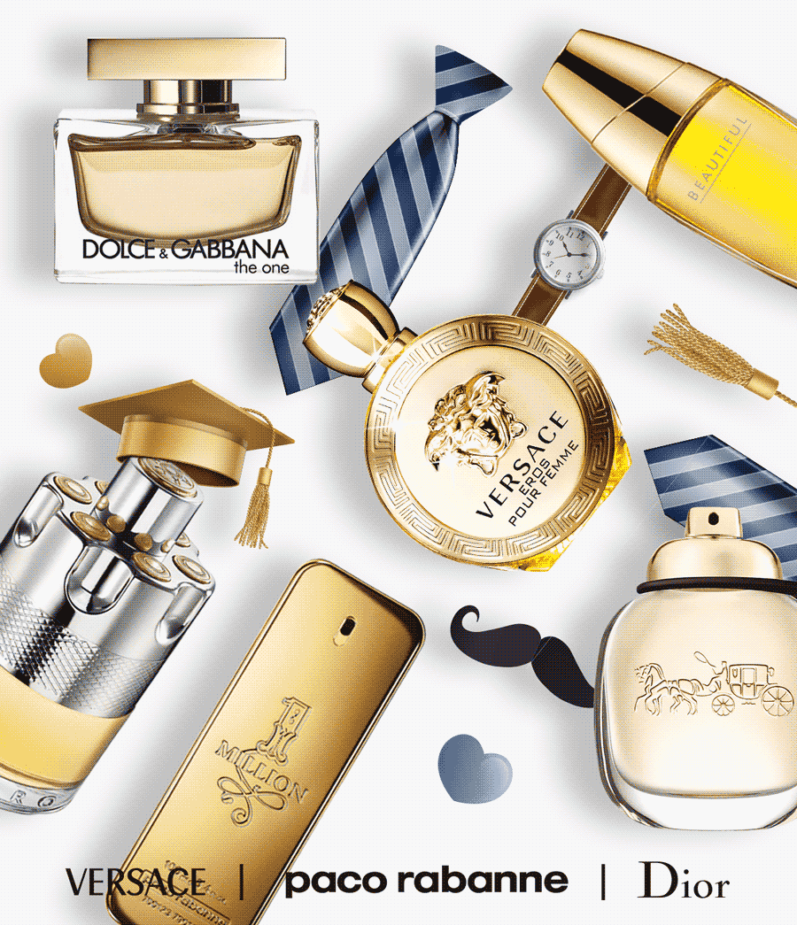 Perfume bottles and Dads & Grads decorations