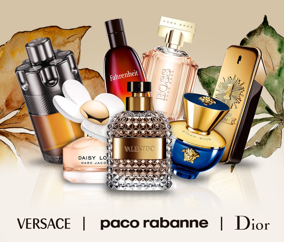 Biggest Fall Sale - Perfume and cologne bottles and fall leaves