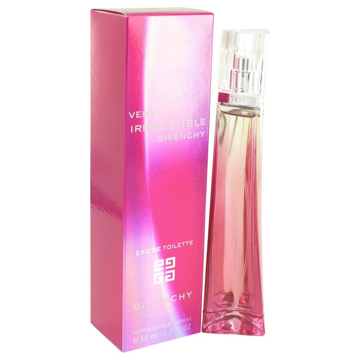 perfume in a tall pink bottle