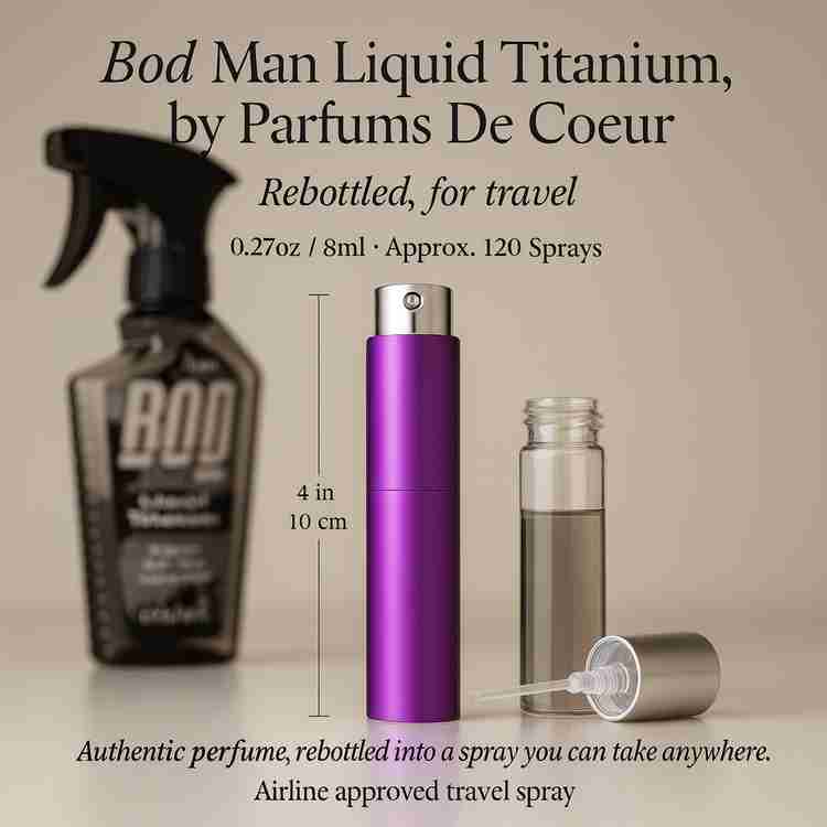 Bod Man Liquid Titanium Cologne by Parfums De Coeur Cologne 0.27 Oz Travel Spray
