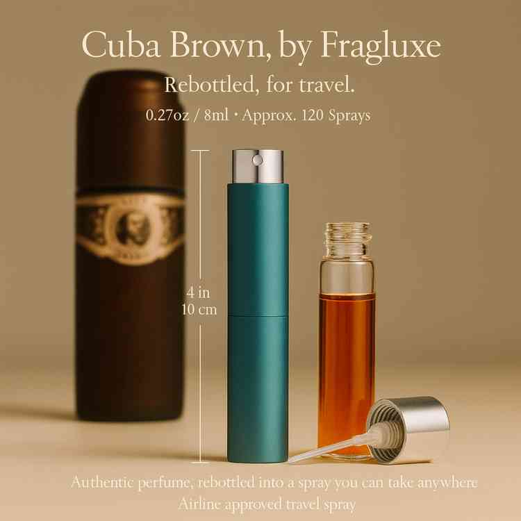 Cuba Brown Cologne by Fragluxe Cologne 0.27 Oz Travel Spray