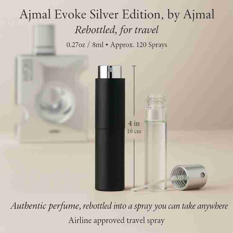 Ajmal Evoke Silver Edition Cologne by Ajmal Cologne 0.27 Oz Travel Spray