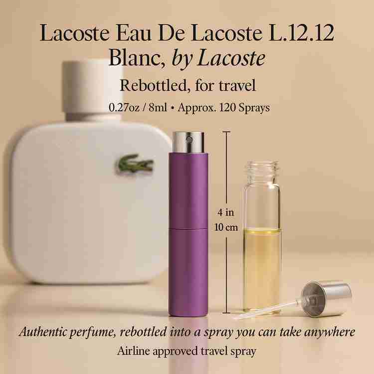 Lacoste Eau De Lacoste L.12.12 Blanc Cologne by Lacoste Cologne 0.27 Oz Travel Spray