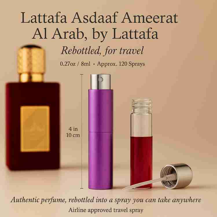 Lattafa Asdaaf Ameerat Al Arab Cologne by Lattafa Cologne 8 ml Travel Spray