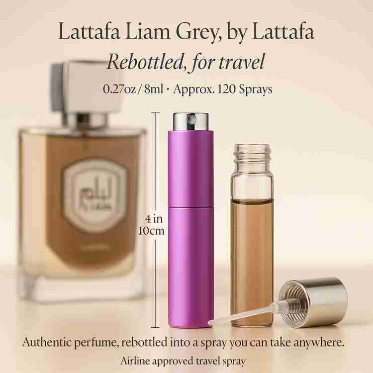 Lattafa Liam Grey Cologne by Lattafa Cologne 0.27 Oz Travel Spray