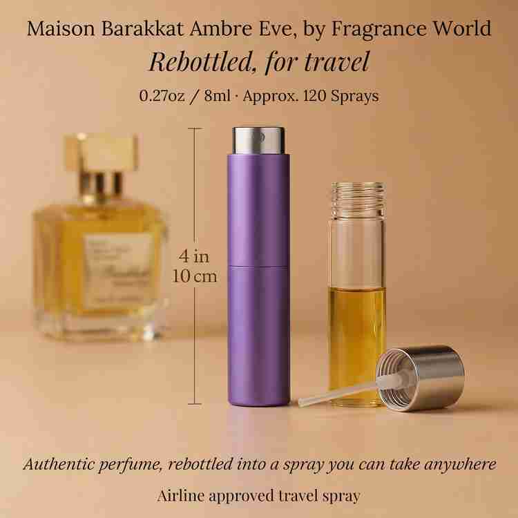 Maison Barakkat Ambre Eve Perfume by Fragrance World Perfume 0.27 Oz Travel Spray
