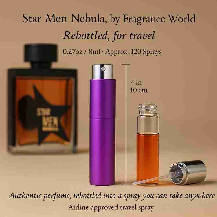 Star Men Nebula Cologne by Fragrance World Cologne 0.27 Oz Travel Spray