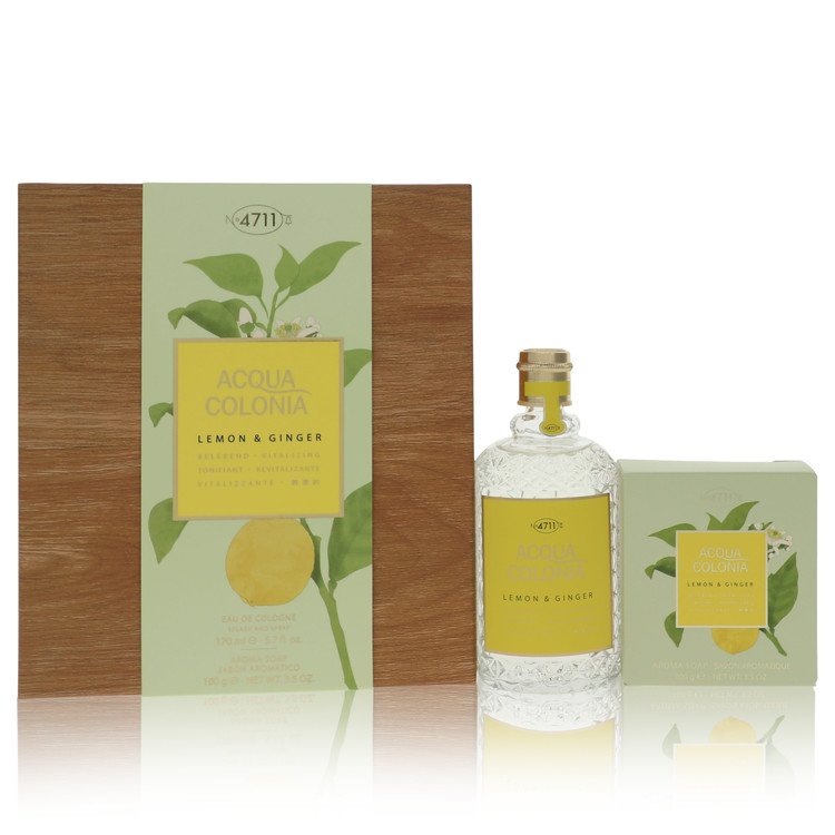 Image Of 	4711 ACQUA COLONIA Lemon & Ginger by 4711 Women Gift Set -- 5.7 oz Eau de Cologne Splash & Spray + 3.5 oz Aroma Soap	