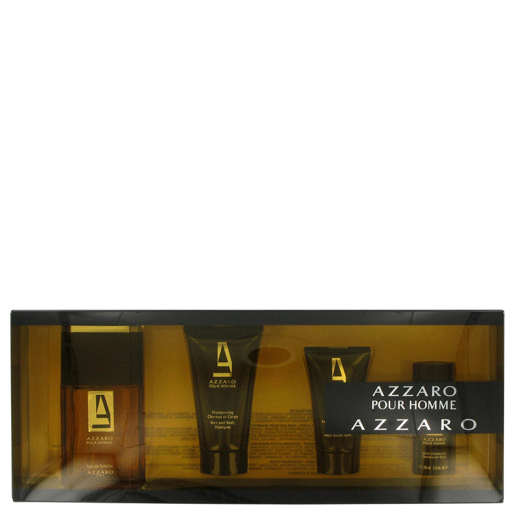 Azzaro for Men, Gift Set (1.7 oz EDT Spray + 1.7 oz Hair & Body Shampoo + 1 oz After Shave Balm + 0.6 oz Deodorant Stick)