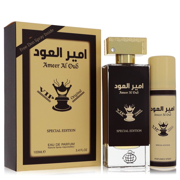 Fragrance World Ameer Al Oud Vip Original Special Edition Cologne 3.4 oz 3.4 oz EDP Spray + 1.7 oz Deodorant Spray for Men