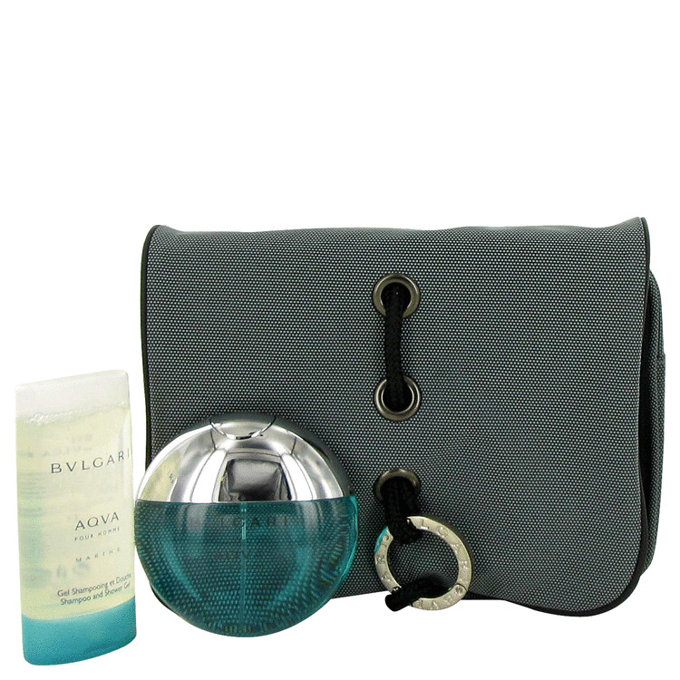 Bvlgari Aqua Marine for Men, Gift Set (1.7 oz EDT Spray + 2.5 oz Shampoo + Toiletry Pouch)