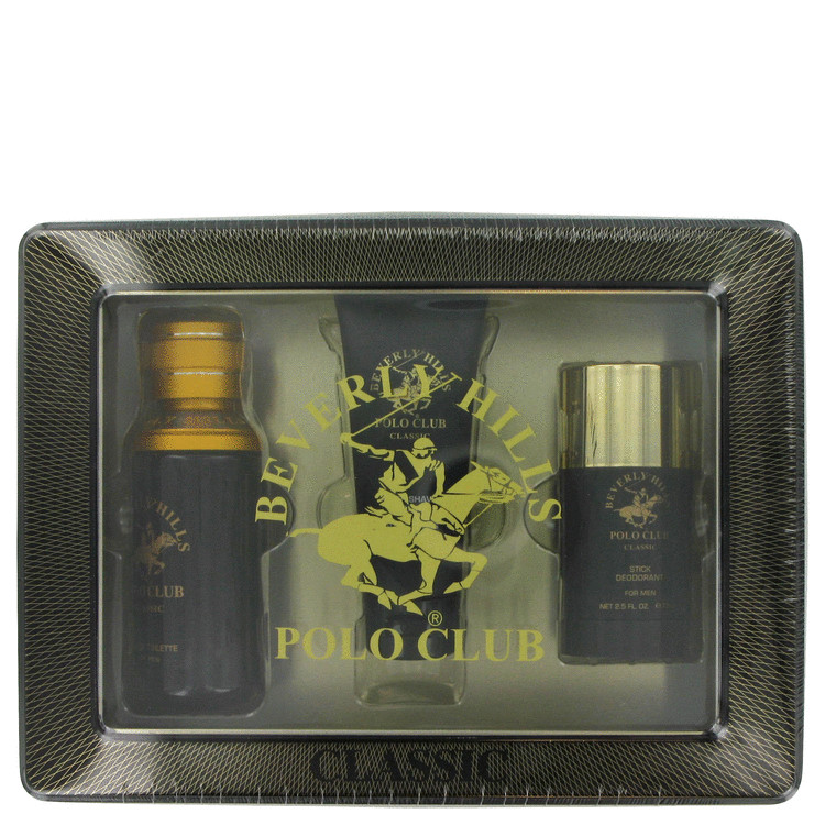 Beverly Hills Polo Club for Men, Gift Set (3.4 oz EDT Spray + 2.6 oz Deodorant Stick + 2.5 oz After Shave)