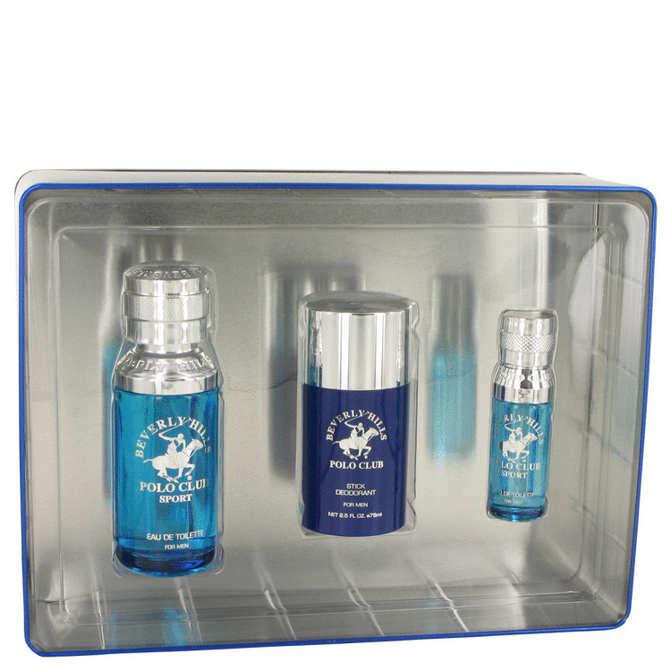 Beverly Hills Polo Club Sport Gift Set -- Gift Set - 3.4 oz Eau De Toilette Spray + 2.6 oz Deodorant Stick + .5 oz Mini EDT Spray for Men