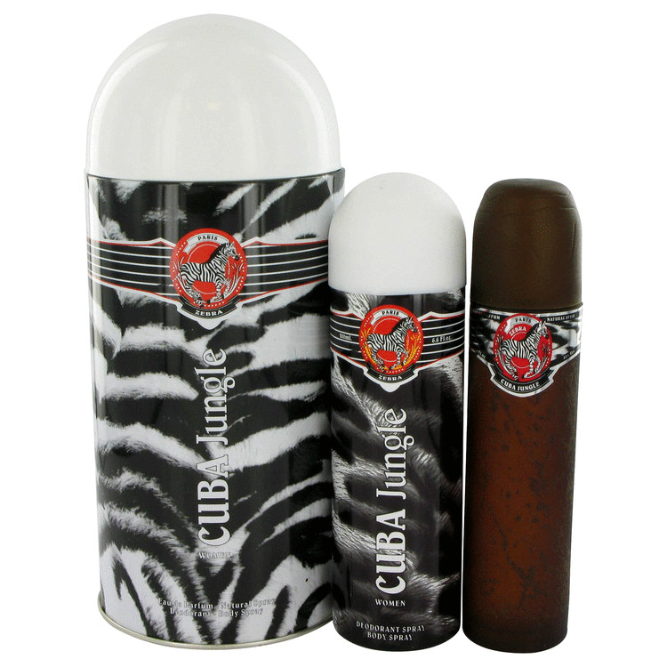 Cuba Jungle Zebra Gift Set -- Gift Set - 3.3 oz Eau De Parfum Spray + 6.7 oz Deodorant Body Spray for Women