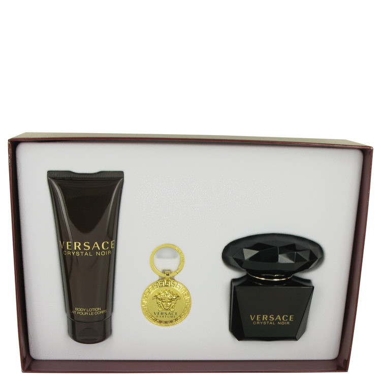 Crystal Noir Gift Set -- Gift Set - 3 oz Eau De Toilette Spray + 3.4 oz Body Lotion + Versace Keychain for Women