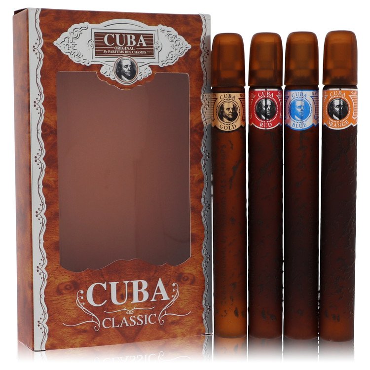 Cuba Gold by Fragluxe Men Gift Set *Cuba Variety Set includes All Four 1.15 oz Sprays, Cuba Red, Cuba Blue, Cuba Gold and Cuba Orange Image