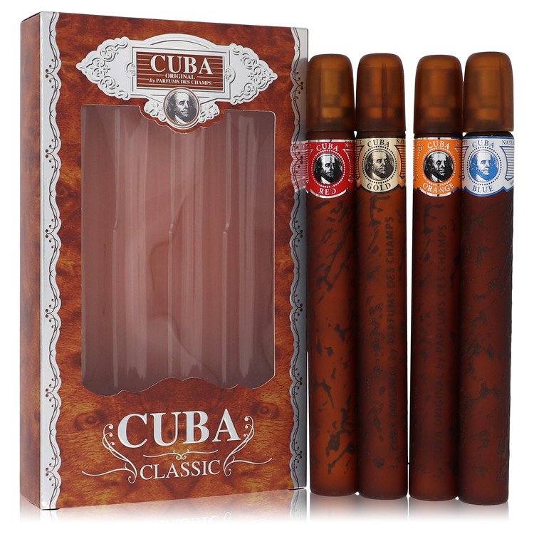 Cuba Red Gift Set -- Gift Set - Cuba Variety Set includes All Four 1.15 oz Sprays, Cuba Red, Cuba Blue, Cuba Gold and Cuba Orange for Men