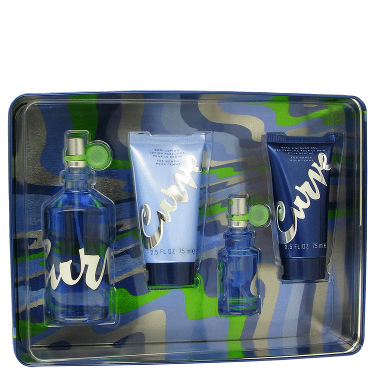 Curve Gift Set -- Gift Set - 3.4 oz Eau De Toilette Spray + .5 oz Mini EDT Spray + 2.5 oz Body Lotion + 2.5 oz Shower Gel for Women