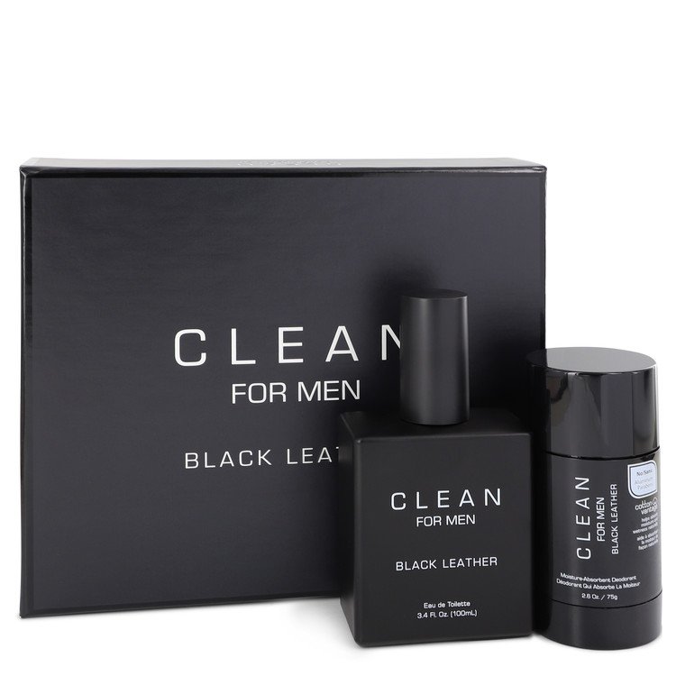 Image Of 	Clean Black Leather by Clean Men Gift Set  3.4 oz Eau De Toilette Spray + 2.6 oz Deodorant Stick	