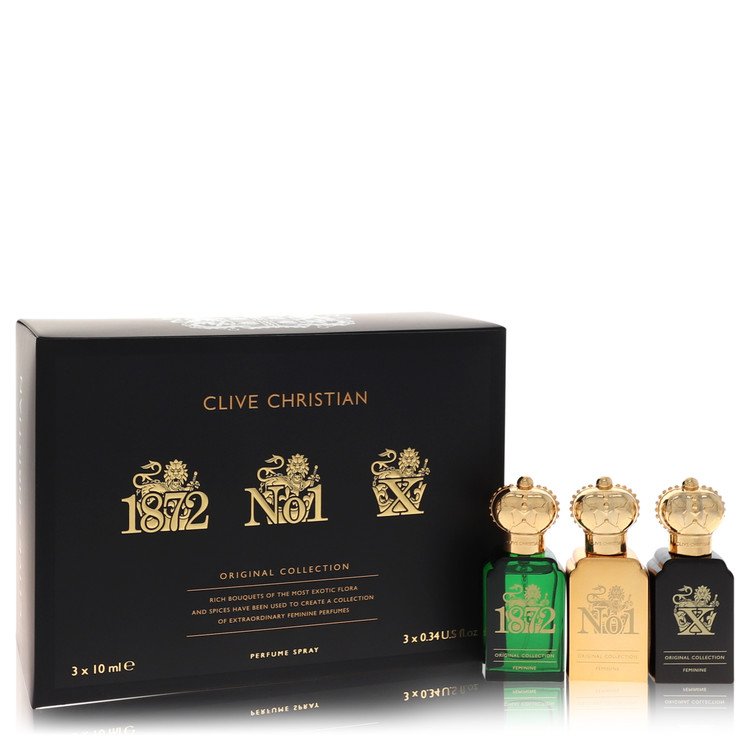 Clive Christian X by Clive Christian - Gift Set -- Travel Set Includes Clive Christian 1872 Feminine, Clive Christian No 1 Feminine, Clive Christian X Feminine all in .34 oz Pure Perfume Sprays -- for Women