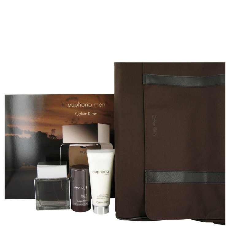 Euphoria for Men, Gift Set (3.4 oz EDT Spray + 3.4 oz After Shave Balm + 2.5 oz Deodorant Stick in Designer Messenger Bag)