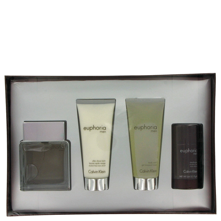 Euphoria for Men, Gift Set (3.4 oz EDT Spray + 3.4 oz After Shave Balm + 3.4 oz Body Wash + 2.6 oz Deodorant Stick)