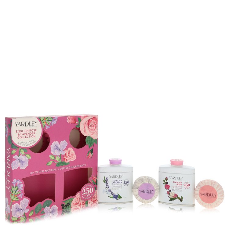 Authentic Yardley London English Lavender Gift Set -- English Rose & Lavender Colletion- 2 x 1.7 oz Soap + 2 x 1.7 oz Perfume Talc Outlet Batch Verified Bottle