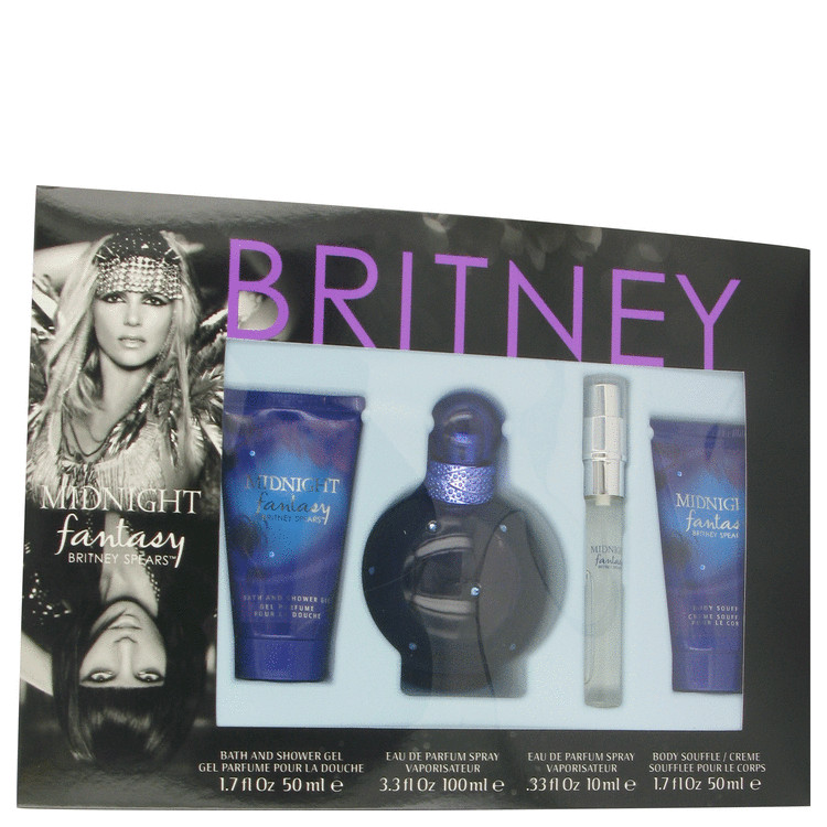 Fantasy Midnight for Women, Gift Set (3.4 oz EDP Spray + 1.7 oz Body Souffle + 1.7 oz Shower Gel + .33 Mini EDP Spray)