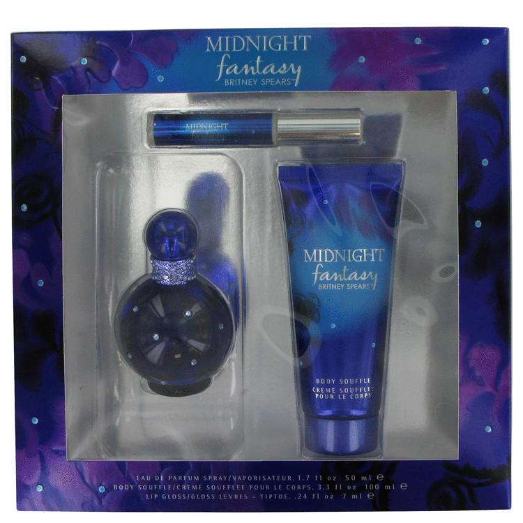 Fantasy Midnight for Women, Gift Set (1.7 oz EDP Spray + 3.3 oz Body Souffle + .23 oz Lip Gloss)