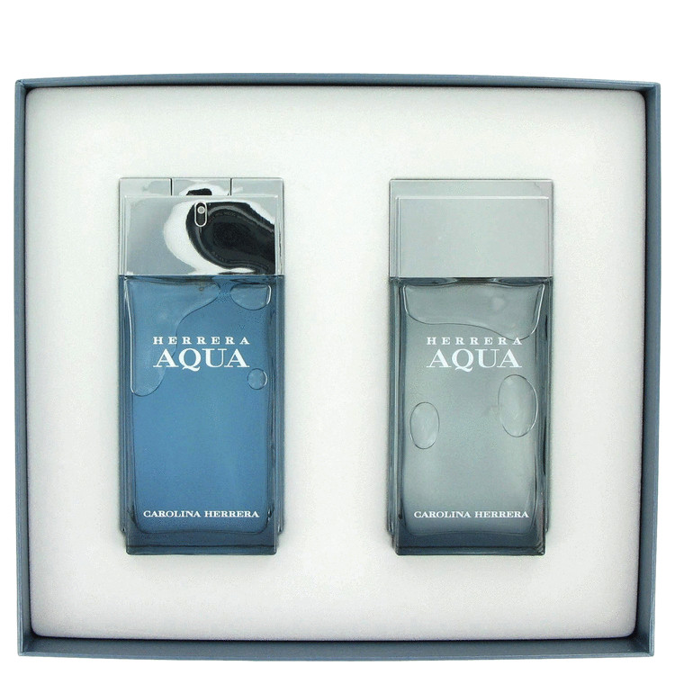 Herrera Aqua Gift Set -- Gift Set - 3.4 oz Eau De Toilette Spray + 3.4 oz After Shave for Men