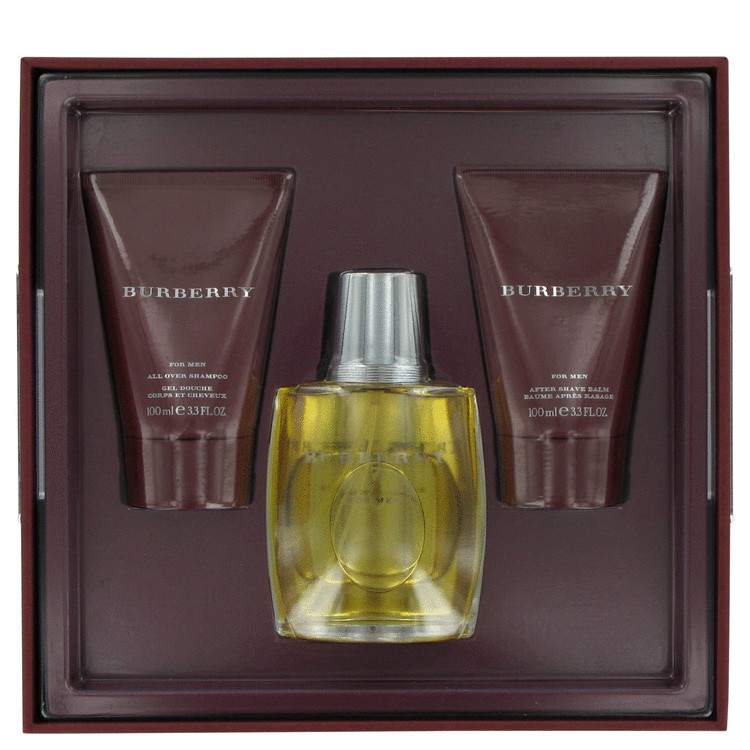 Burberry for Men, Gift Set (3.4 oz EDT Spray + 3.4 oz After Shave Balm + 3.4 oz All Over Shampoo)