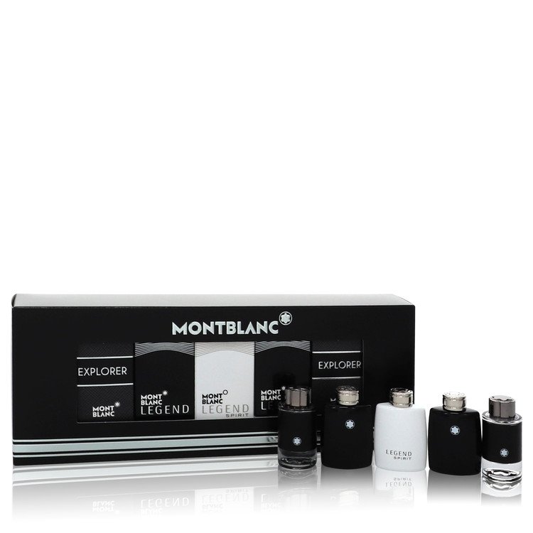 Montblanc Explorer by Mont Blanc Men Gift Set 2 x 0.15 Mini EDT in Montblanc Legend + 2 x .15 Mini EDP Spray in Montblanc Explorer + 0.15 oz Mini EDT in Montblanc Legend Spirit Image