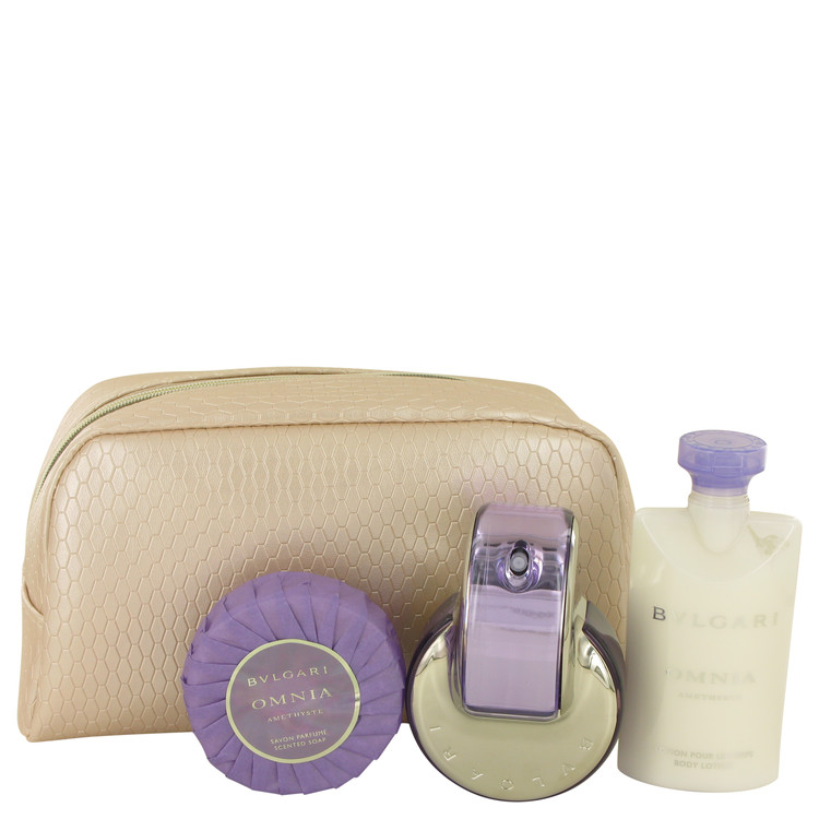 Omnia Amethyste for Women, Gift Set (2.2 oz EDT Spray + 2.5 oz Body Lotion + 2.6 oz Scented Soap + Beauty Pouch)