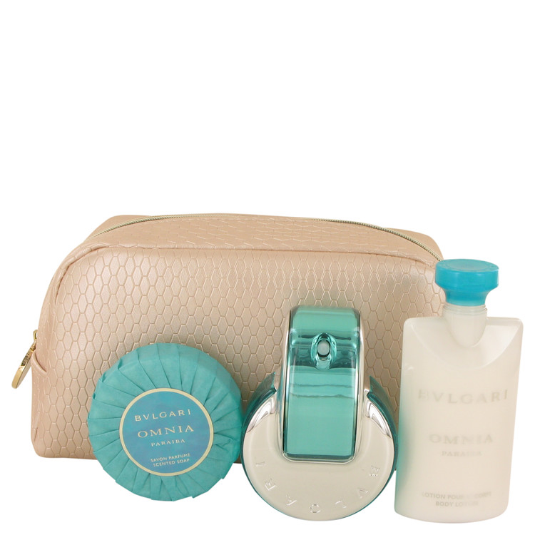 Omnia Paraiba for Women, Gift Set (2.2 oz EDT Spray + 2.5 oz Body Lotion + 2.6 oz Scented Soap + Beauty Pouch)