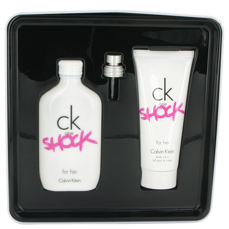 Ck One Shock for Women, Gift Set (3.4 oz EDT Spray + 3.4 oz Body Lotion)