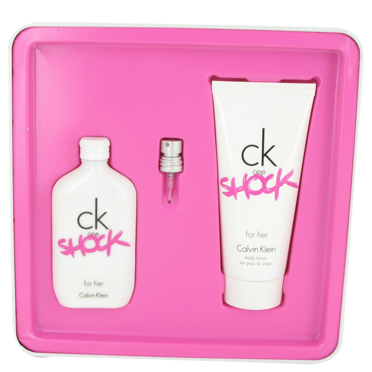 Ck One Shock for Women, Gift Set (1.7 oz EDT Spray + 3.4 oz Body Lotion)